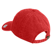US Marine Corps Veteran Design Embroidered Washed Solid Pigment Dyed Cotton Twill Brass Buckle Cap - Red OSFM