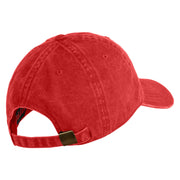 US Marine Corps Veteran Design Embroidered Washed Solid Pigment Dyed Cotton Twill Brass Buckle Cap - Red OSFM