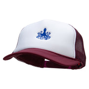 Octopus Embroidered Foam Panel Mesh Snapback - Maroon-White OSFM