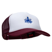 Octopus Embroidered Foam Panel Mesh Snapback - Maroon-White OSFM