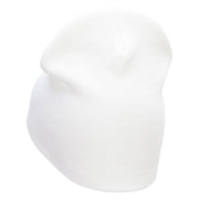 Apple Flowers Embroidered 8 Inch Short Beanie - White OSFM