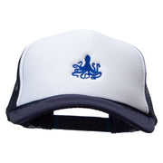 Octopus Embroidered Foam Panel Mesh Snapback - Navy-White OSFM