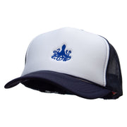 Octopus Embroidered Foam Panel Mesh Snapback - Navy-White OSFM