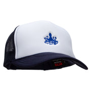 Octopus Embroidered Foam Panel Mesh Snapback - Navy-White OSFM