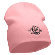 Apple Flowers Embroidered 8 Inch Short Beanie - Pink OSFM