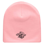 Apple Flowers Embroidered 8 Inch Short Beanie - Pink OSFM