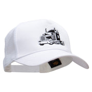 Cool Truck Embroidered Solid Cotton Prostyle Twill Mesh Cap - White OSFM