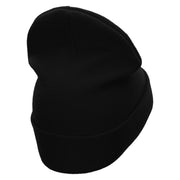 Mardi Heart Embroidered 12 Inch Long Knitted Beanie - Black OSFM