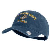 US Marine Corps Veteran Design Embroidered Washed Solid Pigment Dyed Cotton Twill Brass Buckle Cap - Navy OSFM