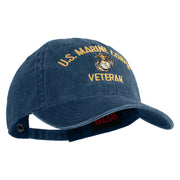 US Marine Corps Veteran Design Embroidered Washed Solid Pigment Dyed Cotton Twill Brass Buckle Cap - Navy OSFM