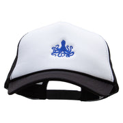 Octopus Embroidered Foam Panel Mesh Snapback - Black-White OSFM