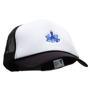 Octopus Embroidered Foam Panel Mesh Snapback - Black-White OSFM