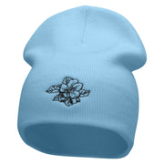 Apple Flowers Embroidered 8 Inch Short Beanie - Lt-Blue OSFM