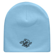 Apple Flowers Embroidered 8 Inch Short Beanie - Lt-Blue OSFM