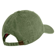US Marine Corps Veteran Design Embroidered Washed Solid Pigment Dyed Cotton Twill Brass Buckle Cap - Olive OSFM