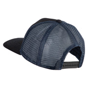 Fly Faux Leather Patched Premium Mesh Trucker Cap - Black Navy OSFM