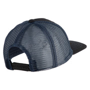 Fly Faux Leather Patched Premium Mesh Trucker Cap - Black Navy OSFM
