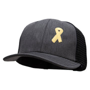 Yellow Awareness Symbol 6 Panel Structured Deluxe Trucker Cap - Heather-Charcoal-Black OSFM