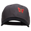 Small Red Decorative Butterfly Patched Two Tone Cotton Twill Low Profile Strap Cap - Black-Charcoal OSFM