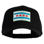 Chicago Flag Patched Solid Cotton Twill Low Profile Strap Cap - Black OSFM