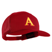 3D Puff Letter A Patched Solid Cotton Twill Mesh Prostyle Cap - Red OSFM