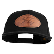 Fly Faux Leather Patched Premium Mesh Trucker Cap - Black Black OSFM