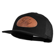 Fly Faux Leather Patched Premium Mesh Trucker Cap - Black Black OSFM