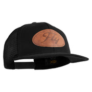 Fly Faux Leather Patched Premium Mesh Trucker Cap - Black Black OSFM