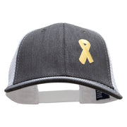 Yellow Awareness Symbol 6 Panel Structured Deluxe Trucker Cap - Heather-Charcoal-White OSFM