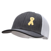 Yellow Awareness Symbol 6 Panel Structured Deluxe Trucker Cap - Heather-Charcoal-White OSFM