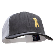 Yellow Awareness Symbol 6 Panel Structured Deluxe Trucker Cap - Heather-Charcoal-White OSFM