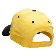 Small Red Decorative Butterfly Patched Two Tone Cotton Twill Low Profile Strap Cap - Black-Yellow OSFM