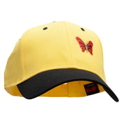 Small Red Decorative Butterfly Patched Two Tone Cotton Twill Low Profile Strap Cap - Black-Yellow OSFM