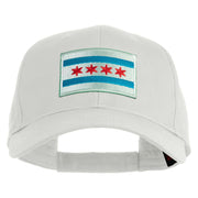 Chicago Flag Patched Solid Cotton Twill Low Profile Strap Cap - White OSFM
