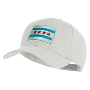 Chicago Flag Patched Solid Cotton Twill Low Profile Strap Cap - White OSFM