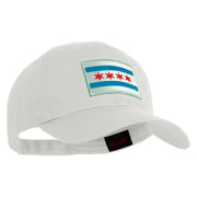 Chicago Flag Patched Solid Cotton Twill Low Profile Strap Cap - White OSFM
