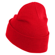 Small Palm Tree with Coconut Embroidered Patched 12 Inch Long Knitted Beanie - Red OSFM
