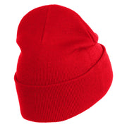 Small Palm Tree with Coconut Embroidered Patched 12 Inch Long Knitted Beanie - Red OSFM