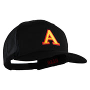 3D Puff Letter A Patched Solid Cotton Twill Mesh Prostyle Cap - Black OSFM
