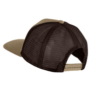 Fly Faux Leather Patched Premium Mesh Trucker Cap - Brown Khaki OSFM