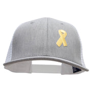 Yellow Awareness Symbol 6 Panel Structured Deluxe Trucker Cap - Heather-Grey-White OSFM