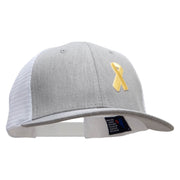 Yellow Awareness Symbol 6 Panel Structured Deluxe Trucker Cap - Heather-Grey-White OSFM