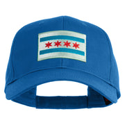 Chicago Flag Patched Solid Cotton Twill Low Profile Strap Cap - Col-Blue OSFM