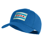 Chicago Flag Patched Solid Cotton Twill Low Profile Strap Cap - Col-Blue OSFM