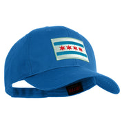 Chicago Flag Patched Solid Cotton Twill Low Profile Strap Cap - Col-Blue OSFM