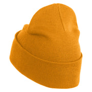 Small Palm Tree with Coconut Embroidered Patched 12 Inch Long Knitted Beanie - Camel OSFM
