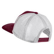 Fly Faux Leather Patched Premium Mesh Trucker Cap - Burgundy White OSFM