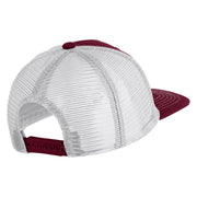 Fly Faux Leather Patched Premium Mesh Trucker Cap - Burgundy White OSFM