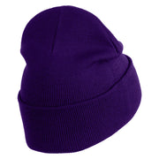 Small Palm Tree with Coconut Embroidered Patched 12 Inch Long Knitted Beanie - Purple OSFM