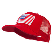 American Flag Patched 5 Panel Mesh Back Cap